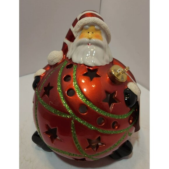 Home Reflections Ceramic Luminary Santa Ornament w/ Colorful Lights or Candle - Picture 10 of 16